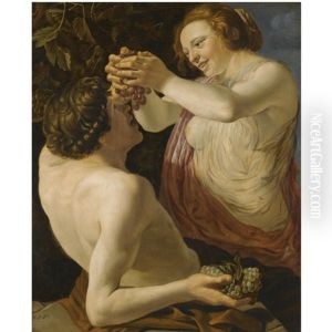 Nymph And Satyr by Christian van Couwenbergh