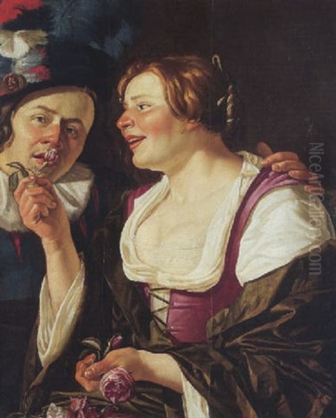 Frohliches Paar; Allegorie Des Geruchsinnes - view 1