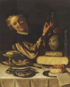Junge Mit Krug Und Glas Hinter Einem Gedeckten Tisch by Christian van Couwenbergh