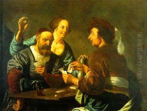 Cardsharps In An Interior by Christian van Couwenbergh