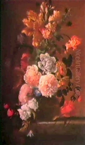 Ein Blumenstrauss In Einer Glasvase. - view 1
