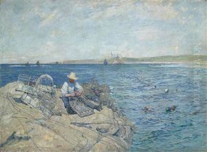 Mending The Lobster Creels by Robert Mcgown Coventry