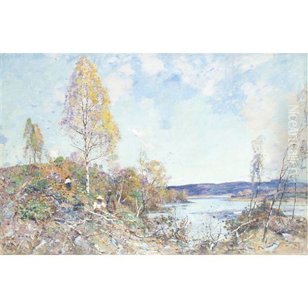 Woodcutters By The Loch - view 1