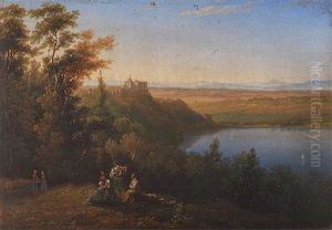 Blick Auf Den Lago Albano Mit Castel Gandolfo by William Cowen