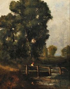 Figure Crossing A Footbridge