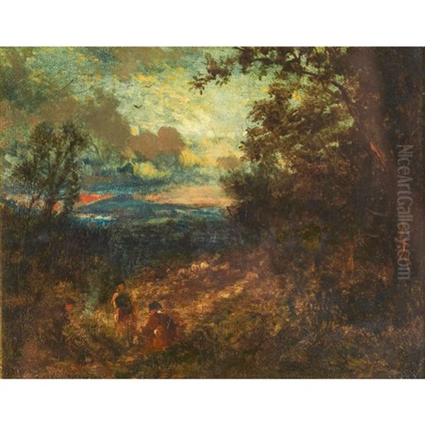 Figures In A Wooded Landscape - view 1
