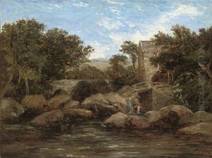 Figures By A River, A Mill Beyond