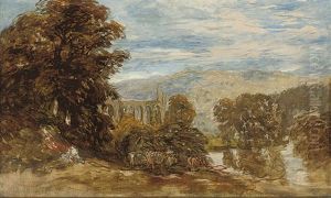 Cattle Before Bolton Abbey, Skipton, North Yorkshire by David Cox