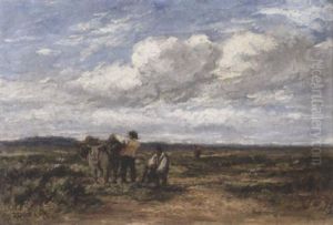 Peat Cutters In A Landscape by David Cox