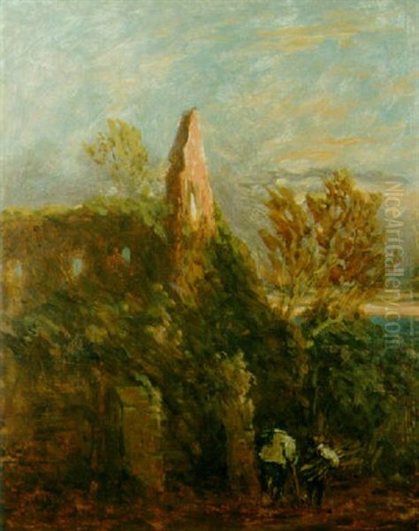 Wood Gatherers By A Ruined Abbey - view 1
