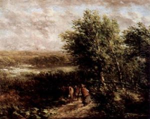 Landscape With Cattle And A Drover On A Path by David Cox