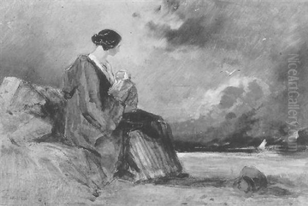 Mutter Mit Kleinkind An Der Meereskuste - view 1