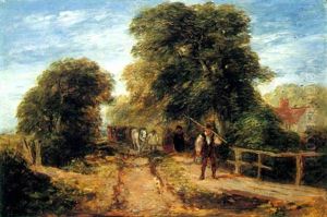 Landscape With Haymakers On A Path by David Cox