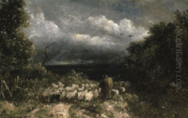 A Shepherd Herding His Flock - view 1