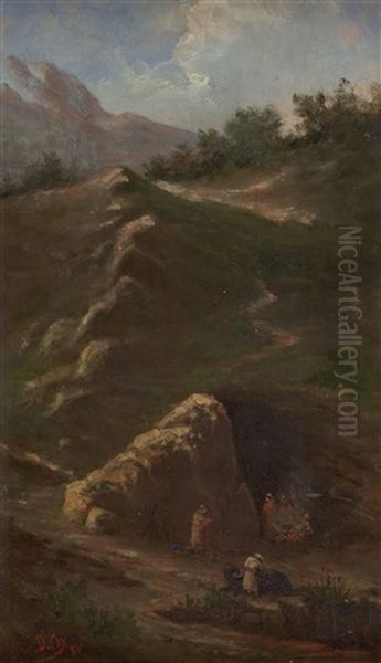 Abendliche Lagerfeuer In Felsiger Landschaft - view 1