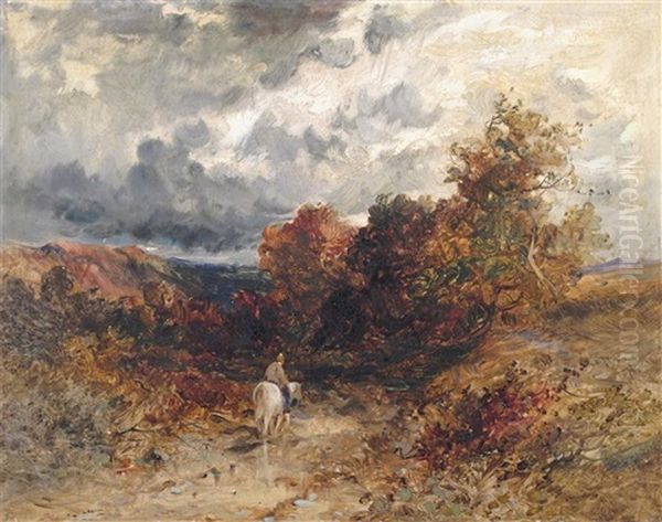 Figure On A Horse In An Autumn Landscape - view 1