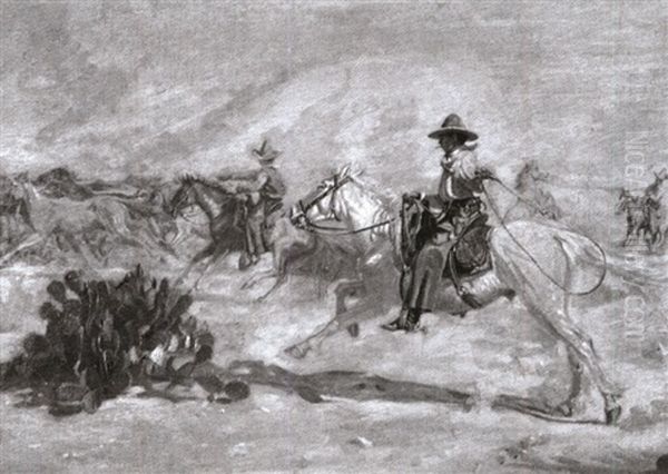 The Round-up, Near The Rio Grande - Mexico (+ The Round-up, 1903; 2 Works) - view 1