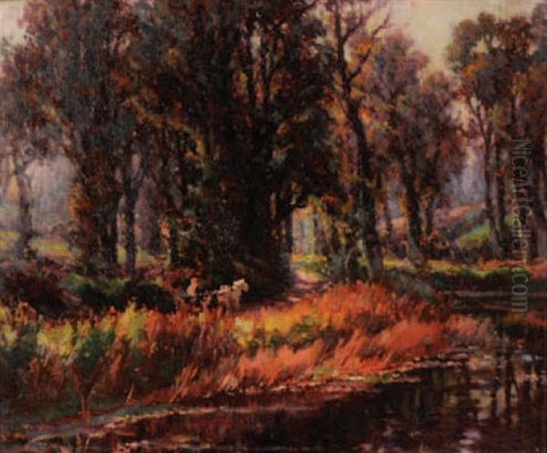 Woodland Path With Stream In The Foreground - view 1