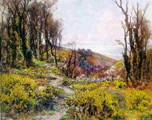 Blick Von Parkartigem Bluhenden Ufer Auf Das Meer by Garstin Cox