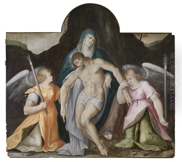 Pieta Mit Zwei Fackeltragenden Engeln - view 1