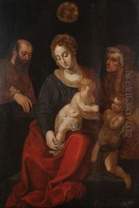 La Vierge A L'enfant Jesus Entouree De Joseph, Sainte Anne Et Saint-jean Baptiste Enfant