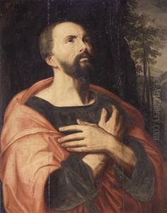 A Male Saint In A Landscape A Male Saint In A Landscape