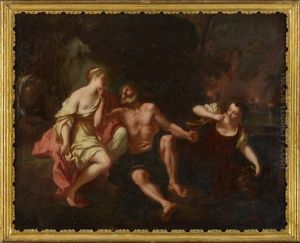 Loth Et Ses Filles - Suzanne Et Les Vieillards (2 Canvases) by Antoine Coypel