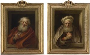 Cheerful Democritus; Sorrowful Heraclitus (pair) by Charles-Antoine Coypel
