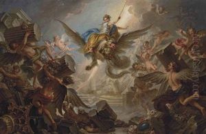 The Destrucion Of The Palace Of Armida by Charles-Antoine Coypel