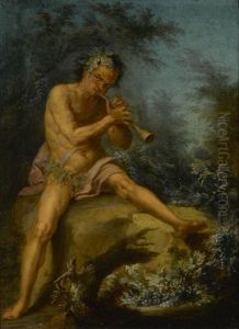 A Study Of Pan Seated In A Forest Glade