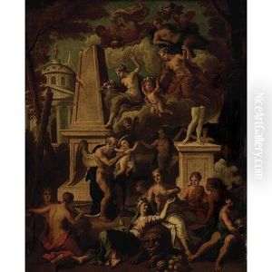 An Allegorical Scene With Figures By Classical Ruins An Allegorical Scene With Figures By Classical Ruins