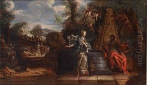 Christ With The Woman Of Samaria At The Well by Francesco Cozza