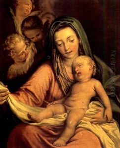 The Madonna And Child With Cherubs