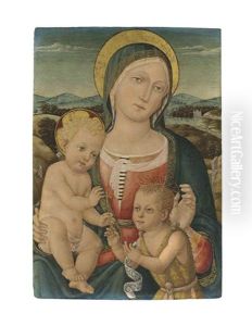 Madonna And Child With The Infant Saint John The Baptist by Guidoccio di Giovanni Cozzarelli