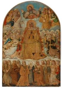 Die Gemeinschaft Der Heiligen Als Furbitter Vor Der Muttergottes by Guidoccio di Giovanni Cozzarelli