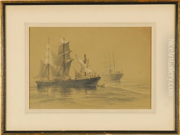 A Merchant Ship Aids Another That Has Lost Its Foremast - view 1