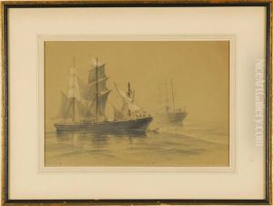 Merchant Ship Aids Another That Has Lost Its Foremast