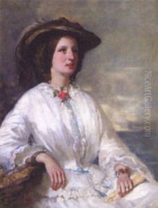 Portrait Of A Lady (mrs. S.k. Church?) by William Crabb