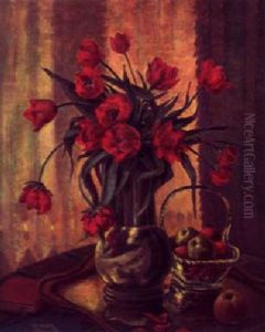 Stilleben Mit Tulpenstraus by Albert Crabeels