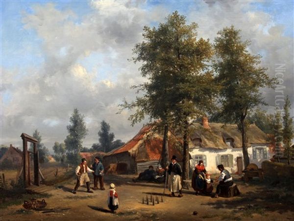 Kegelend Gezelschap Bij Boerderij - view 1