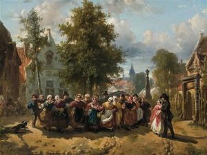 Celebrating In The Town Square by Florent Nicolas Crabeels