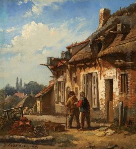 Conversation Pres De La Chaumiere by Florent Nicolas Crabeels
