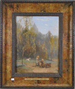 Paysage Avec Enfants Et Chevre