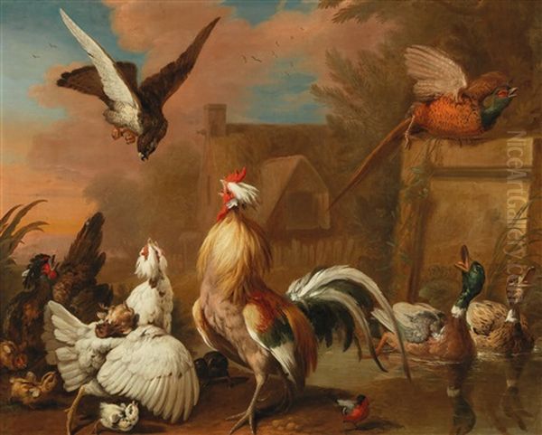 A Hawk Attacking Chickens - view 1