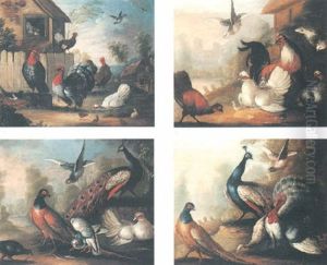 Exotic Fowl In Landscapes by Marmaduke Cradock