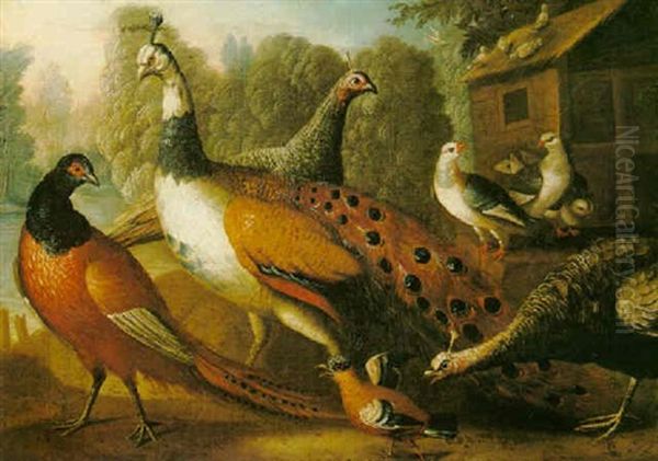 Ornamental Fowl In A River Landscape - view 1