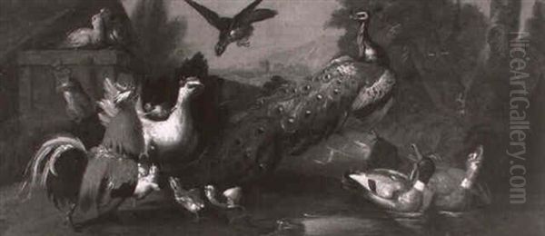 Ornamental Fowl In A River Landscape - view 1