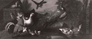 Ornamental Fowl In A River Landscape