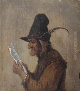 A Man In A Feathered Hat And Weathered Clothes, Reading A Letter by Joos van Craesbeeck