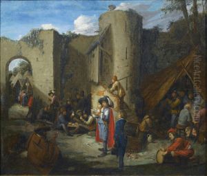 An Officer Reading A Letter In A Military Encampment Beside The Walls Of A Castle An Officer Reading A Letter In A Military Encampment Beside The Walls Of A Castle